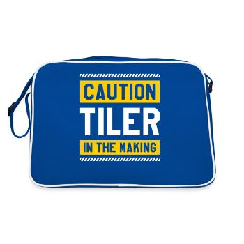 Caution Tiler In The Making Tile Tiling Tilers - Retro Bag - blue/white - Back