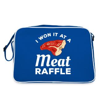 I Won It At A Meat Raffle Butchers Butchery - Retro Bag - blue/white - Back