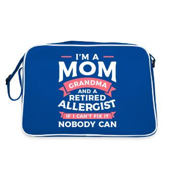 Ich bin eine Mutter Oma und ein pensionierter Allergologe, wenn ich - Retro Tasche - Blau/Weiß - Hinten
