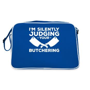 Je te juge silencieusement en train de boucher boucher - Sac Retro - bleu/blanc - Dos