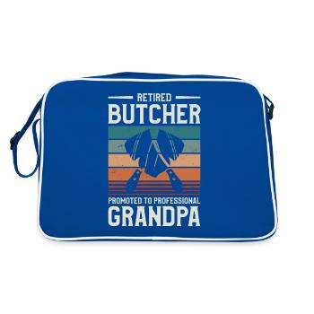 Metzger im Ruhestand zum professionellen Opa befördert - Retro Tasche - Blau/Weiß - Hinten