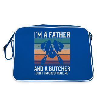I'm A Father And A Butcher Don't Underestimate Me - Retro Bag - blue/white - Back