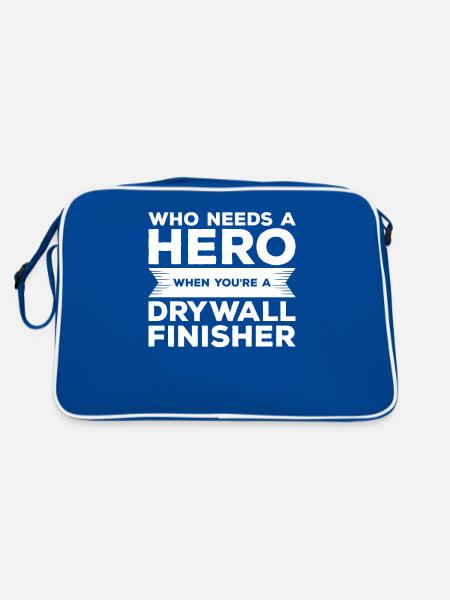 Who Needs A Hero When You're A Drywall Finisher - Retro Bag - blue/white - Back