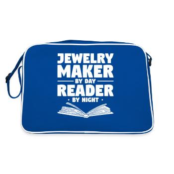 Juwelier Macher bei Tag Leser bei Nacht Juwelier - Retro Tasche - Blau/Weiß - Hinten