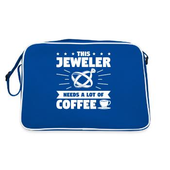 Dieser Juwelier braucht viel Kaffeeschmuck für die Herstellung - Retro Tasche - Blau/Weiß - Hinten