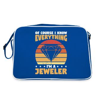 Natürlich weiß ich alles, was ich bin ein Juwelier Schmuck - Retro Tasche - Blau/Weiß - Hinten