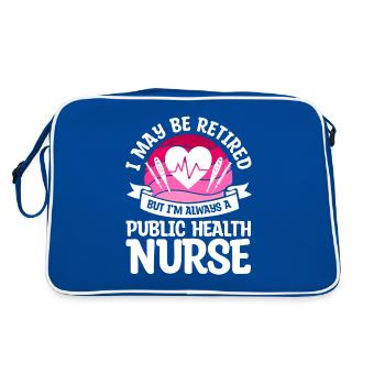 Ich mag im Ruhestand sein, aber ich bin immer ein öffentliches Gesundheitswesen - Retro Tasche - Blau/Weiß - Hinten