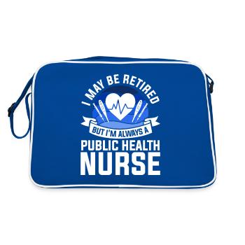 Ich mag im Ruhestand sein, aber ich bin immer ein öffentliches Gesundheitswesen - Retro Tasche - Blau/Weiß - Hinten