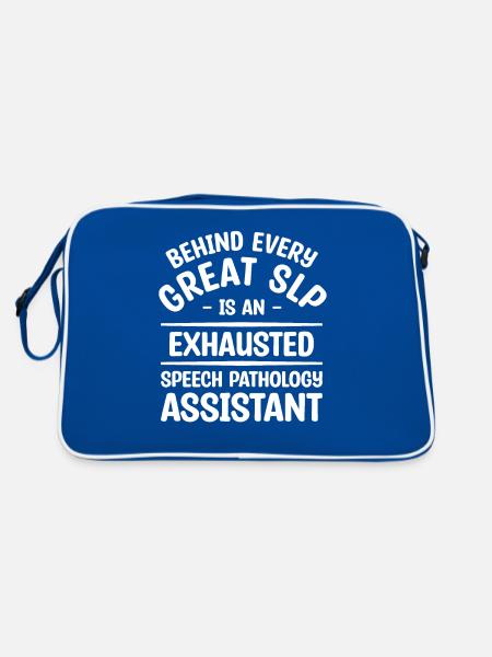 Behind Every Great SLP Is An Exhausted Speech - Retro Bag - blue/white - Back