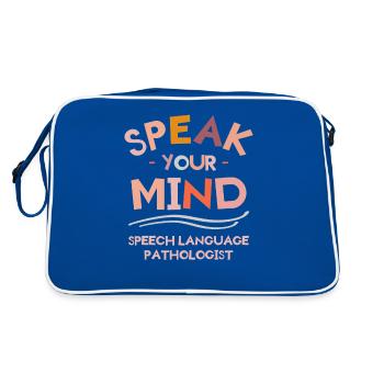 Sprich deine Meinung Sprachpathologe SLP - Retro Tasche - Blau/Weiß - Hinten