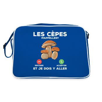 Les Cèpes M'Appellent Et Je Dois Y Aller - Sac Retro - bleu/blanc - Dos