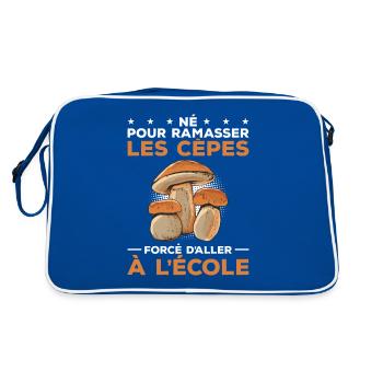 Né Pour Ramasser Les Cèpes Forcé D'aller À L'école - Sac Retro - bleu/blanc - Dos