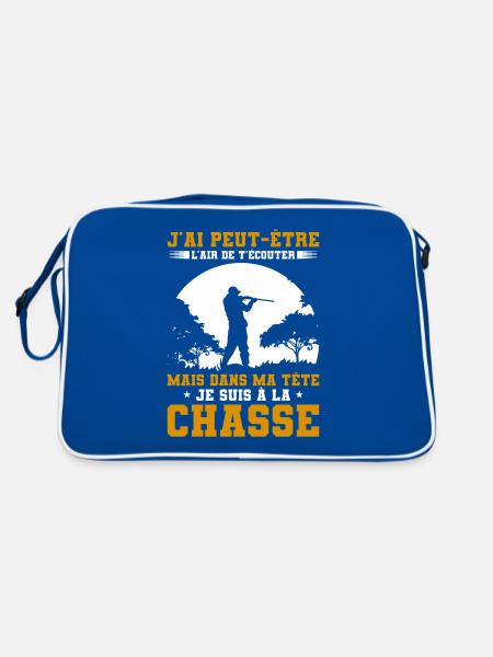 Mais Dans Ma Tête Je Suis À La Chasse Chasseur - Sac Retro - bleu/blanc - Dos