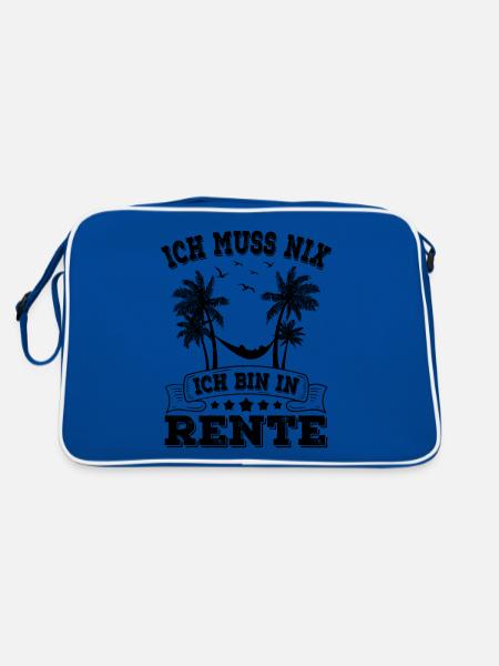 Ich Muss Nix Ich Bin In Rente Rentnerin Rentner - Retro Tasche - Blau/Weiß - Hinten