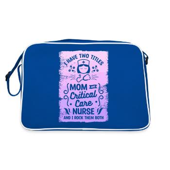 J’ai deux titres : maman et infirmière en soins intensifs et - Sac Retro - bleu/blanc - Dos