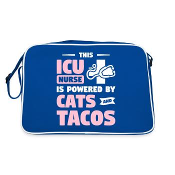 This ICU Nurse Is Powered By Cats And Tacos CCRN - Retro Bag - blue/white - Back