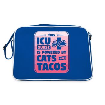 This ICU Nurse Is Powered By Cats And Tacos CCRN - Retro Bag - blue/white - Back
