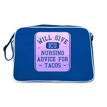 Will Give ICU Nursing Advice For Tacos CCRN Nurses - Retro Bag - blue/white - Back