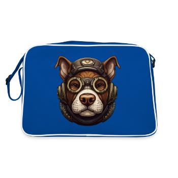 Steampunk Pitbull Chien Amoureux Cadeau Steampunk - Sac Retro - bleu/blanc - Dos