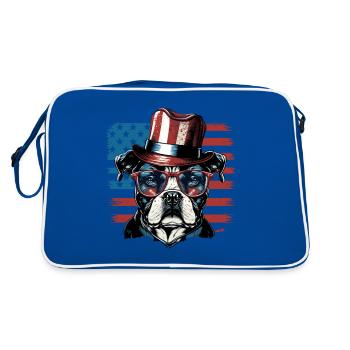 Patriotic Dog American Flag Patriot - Retro Bag - blue/white - Back