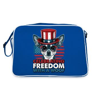 Chihuahua célèbre la liberté avec un woof - Sac Retro - bleu/blanc - Dos