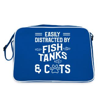 Leicht abgelenkt von Aquarien und Katzen Fischhalter - Retro Tasche - Blau/Weiß - Hinten