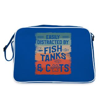 Leicht abgelenkt von Aquarien und Katzen Fischhalter - Retro Tasche - Blau/Weiß - Hinten