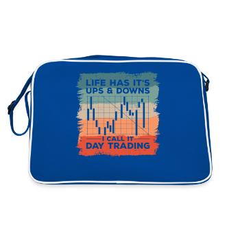 Das Leben hat seine Höhen und Tiefen, ich nenne es Daytrading - Retro Tasche - Blau/Weiß - Hinten
