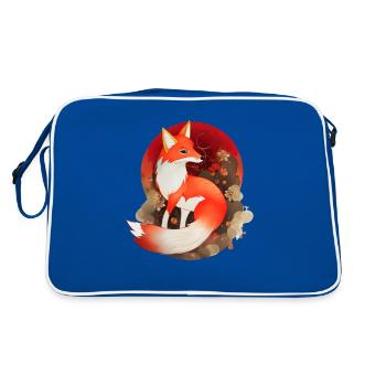 Japanischer Fuchs - Retro Tasche - Blau/Weiß - Hinten