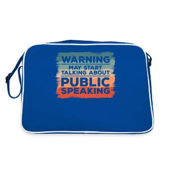Warning May Start Talking About Public Speaking - Retro Bag - blue/white - Back