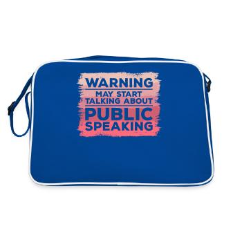 Warnung könnte anfangen, über öffentliches Reden zu sprechen - Retro Tasche - Blau/Weiß - Hinten
