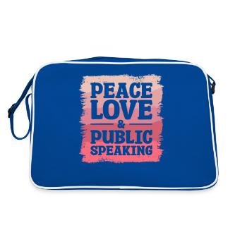 Frieden, Liebe & öffentliches Sprechen Redner - Retro Tasche - Blau/Weiß - Hinten