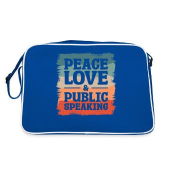 Peace Love & Public Speaking Speech Speaker - Retro Bag - blue/white - Back