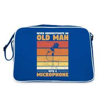 Unterschätzen Sie niemals einen alten Mann mit einem Mikrofon - Retro Tasche - Blau/Weiß - Hinten