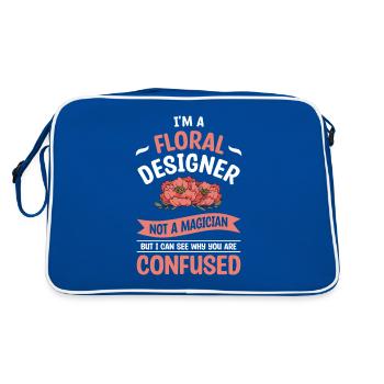 Ich bin ein Blumendesigner, kein Zauberer, aber ich kann sehen - Retro Tasche - Blau/Weiß - Hinten
