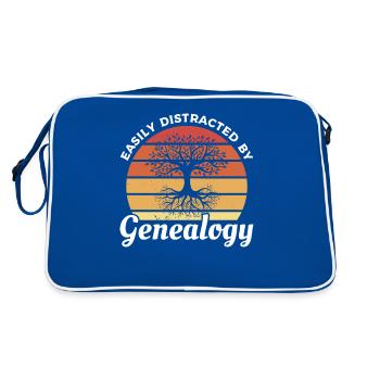 Leicht abgelenkt von Genealogie-Genealogen - Retro Tasche - Blau/Weiß - Hinten