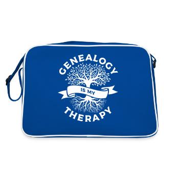 Genealogie ist meine Therapie Genealoge Genealogen - Retro Tasche - Blau/Weiß - Hinten