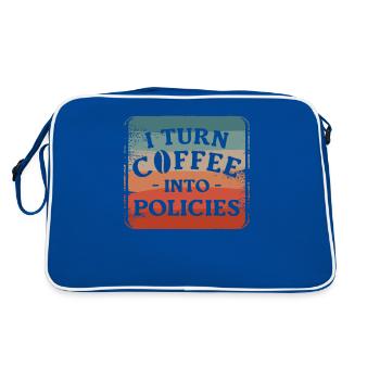 I Turn Coffee Into Policies Insurance Agent - Retro Bag - blue/white - Back