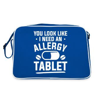 Vous avez l’air d’avoir besoin d’un comprimé allergique allergique - Sac Retro - bleu/blanc - Dos