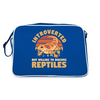 Introverted But Willing To Discuss Reptiles - Retro Bag - blue/white - Back