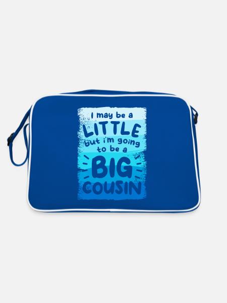 Ich mag ein bisschen sein, aber ich werde ein großer Cousin sein - Retro Tasche - Blau/Weiß - Hinten