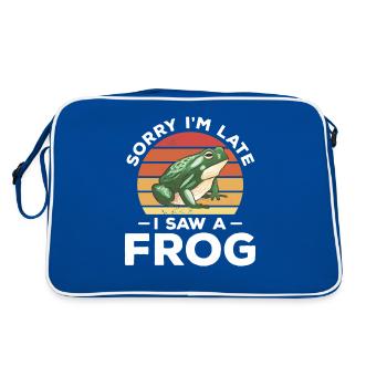 Sorry I'm Late I Saw A Frog Frogs Lover - Retro Bag - blue/white - Back