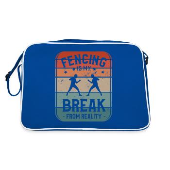 Fechten ist mein Bruch mit der Realität Schwertfechter - Retro Tasche - Blau/Weiß - Hinten