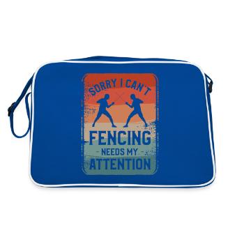 Tut mir leid, dass ich das Fechten nicht kann, braucht meine Aufmerksamkeit Fechter - Retro Tasche - Blau/Weiß - Hinten