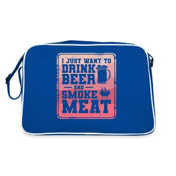 Je veux juste boire de la bière et fumer du grill de viande - Sac Retro - bleu/blanc - Dos
