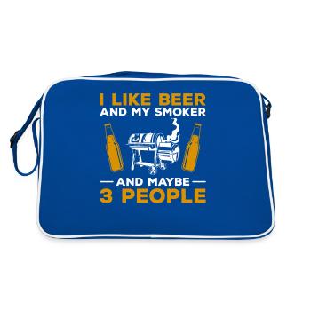 J’aime la bière et mon fumeur et peut-être 3 personnes - Sac Retro - bleu/blanc - Dos