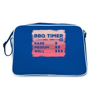 BBQ Timer Rare Medium Well Barbecue Grilling Beer - Retro Bag - blue/white - Back