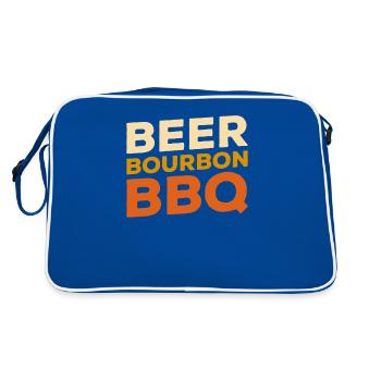 Beer Bourbon BBQ Barbecue Grilling Beer Drinking - Retro Bag - blue/white - Back