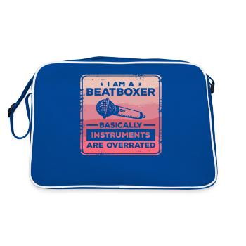 Ich bin ein Beatboxer Im Grunde sind Instrumente - Retro Tasche - Blau/Weiß - Hinten