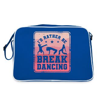 Ich wäre lieber Breakdance Breakdance Breakdancer - Retro Tasche - Blau/Weiß - Hinten